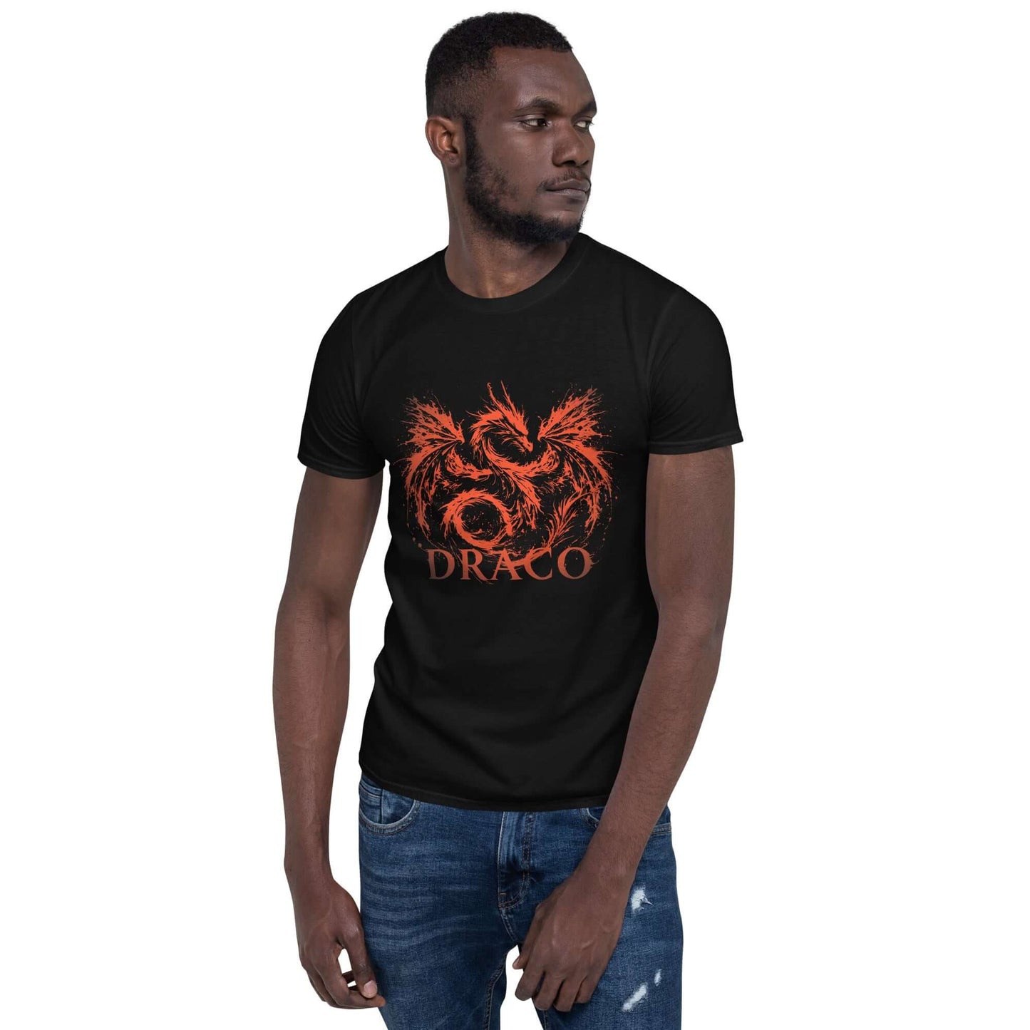 Dragon "DRACO" Unisex T-Shirt 100% Cotton animal motif,animal print,bold design,casual wear,dragon,endurance,freedom,legend,motivational,mythical,nature-inspired,power,premium quality,resilience,statement piece,strength,T-shirt,unique design,unisex