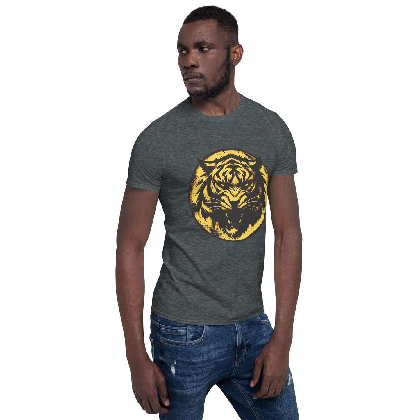 Furious Tiger Unisex T-Shirt 100% Cotton agility,animal motif,animal print,bold design,casual wear,courage,freedom,motivational,nature-inspired,power,predator,premium quality,resilience,statement piece,strength,T-shirt,tiger,unique design,unisex,untamed,w