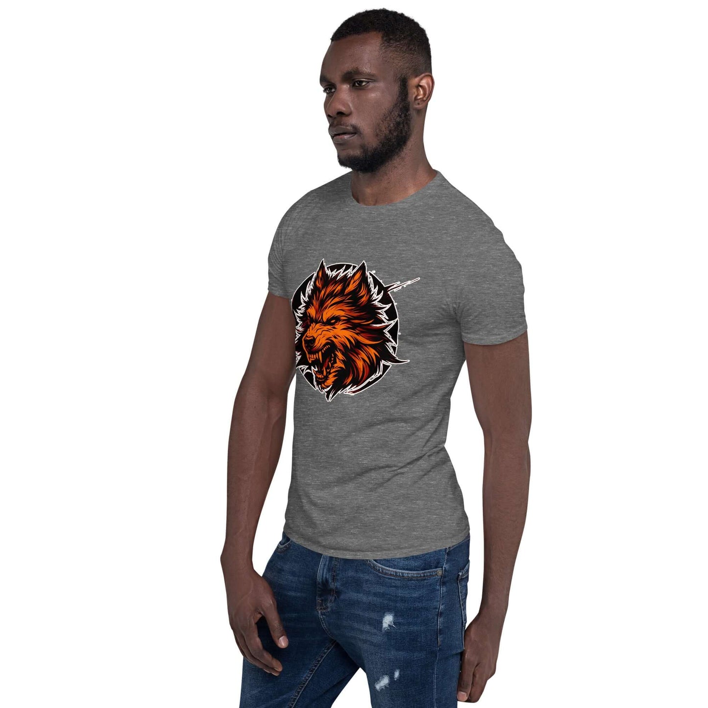 Furious Wolf Unisex T-Shirt 100% Cotton animal motif,animal print,bold design,casual wear,freedom,motivational,nature-inspired,premium quality,resilience,statement piece,strength,T-shirt,unique design,unisex,wolf