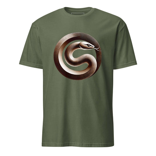 Serpent Bronze Unisex T-Shirt 100% Cotton ancient symbol,animal motif,animal print,bold design,casual wear,freedom,knowledge,motivational,mystery,nature-inspired,power,premium quality,resilience,serpent,statement piece,strength,T-shirt,transformation,uniq