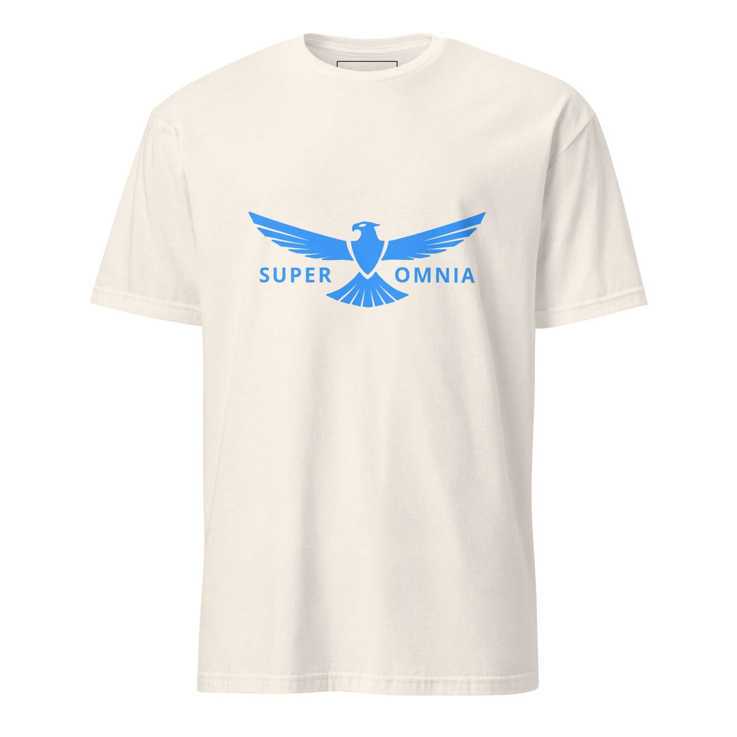 Eagle "Super Omnia" Unisex T-Shirt 100% Cotton above all,animal motif,animal print,bold design,casual wear,eagle,focus,freedom,independence,motivational,nature-inspired,premium quality,resilience,soar,statement piece,strength,T-shirt,unique design,unisex,