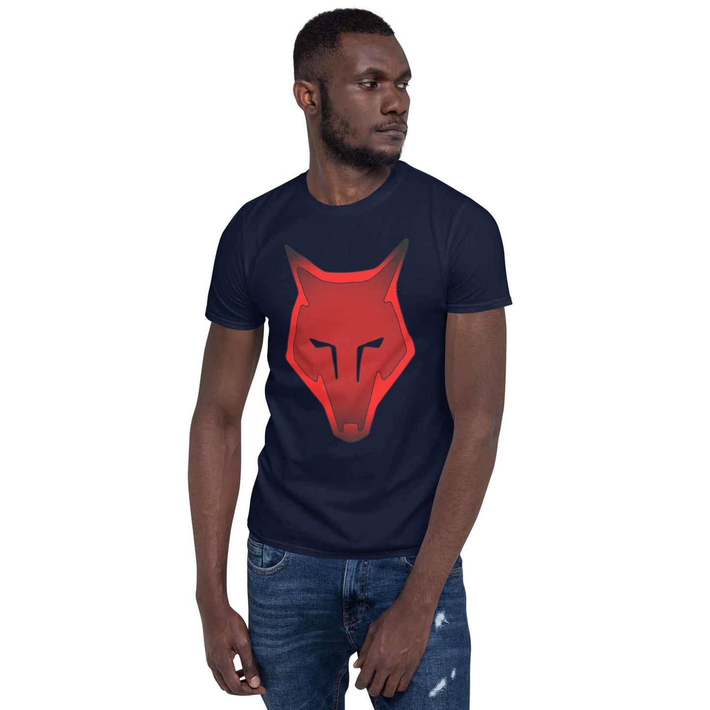 Wolf Logo "LOBO" Glowing Red Unisex T-Shirt 100% Cotton alpha,animal motif,animal print,bold design,casual wear,courage,endurance,freedom,lone wolf,motivational,nature-inspired,predator,premium quality,resilience,statement piece,stealth,strength,survival,