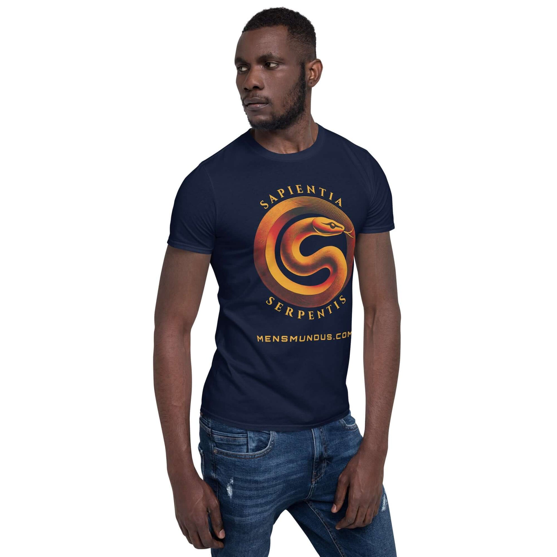 Serpent "Sapientia Serpentis" Mensmundus Edition Unisex T-Shirt 100% Cotton ancient symbol,animal motif,animal print,bold design,casual wear,freedom,knowledge,motivational,mystery,nature-inspired,power,premium quality,resilience,serpent,statement piece,st