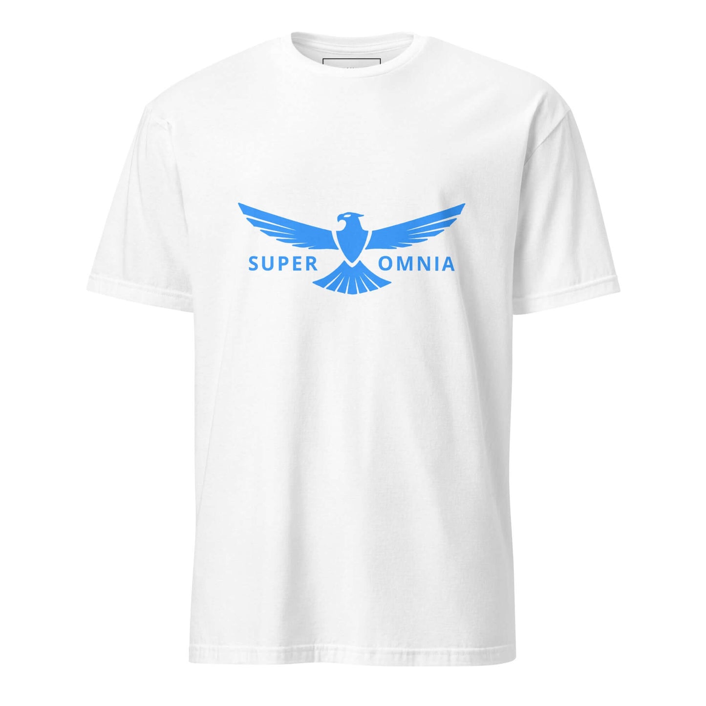 Eagle "Super Omnia" Unisex T-Shirt 100% Cotton above all,animal motif,animal print,bold design,casual wear,eagle,focus,freedom,independence,motivational,nature-inspired,premium quality,resilience,soar,statement piece,strength,T-shirt,unique design,unisex,