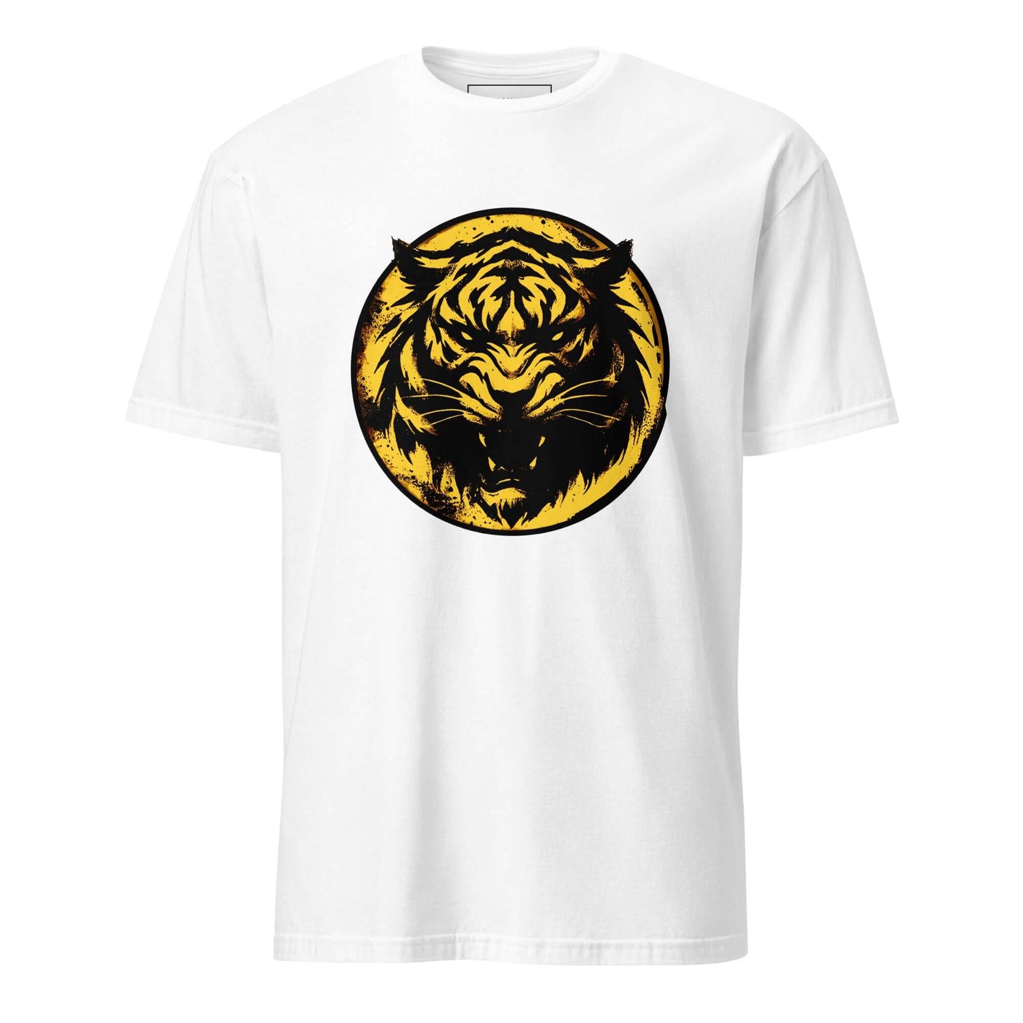 Furious Tiger Unisex T-Shirt 100% Cotton agility,animal motif,animal print,bold design,casual wear,courage,freedom,motivational,nature-inspired,power,predator,premium quality,resilience,statement piece,strength,T-shirt,tiger,unique design,unisex,untamed,w