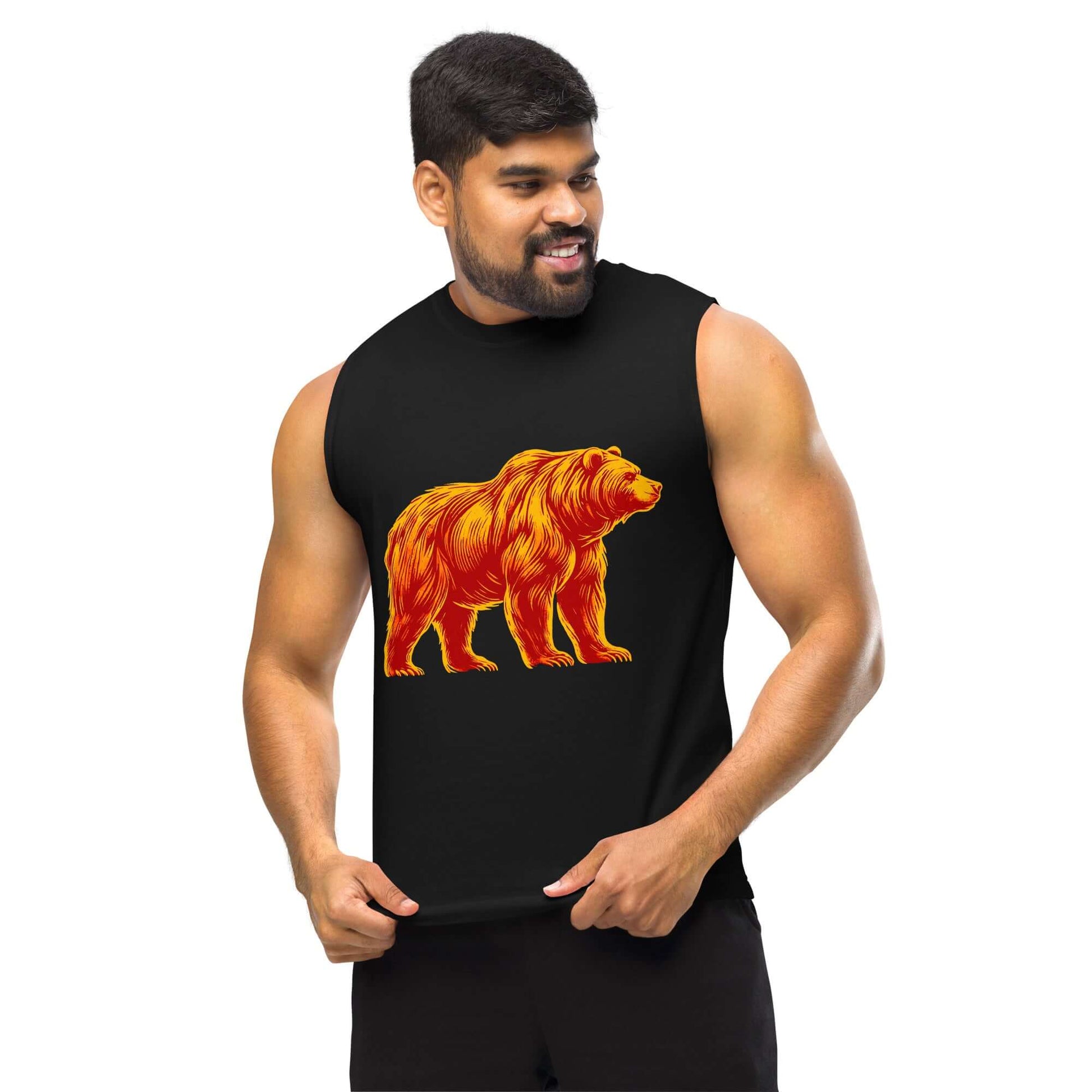 Bear Muscle-Shirt "Force of Nature 1" active wear,animal motif,bear,bold design,endurance,gym wear,iconic,motivational,muscle shirt,nature spirit,power,premium quality,resilience,strength,unique design,unisex