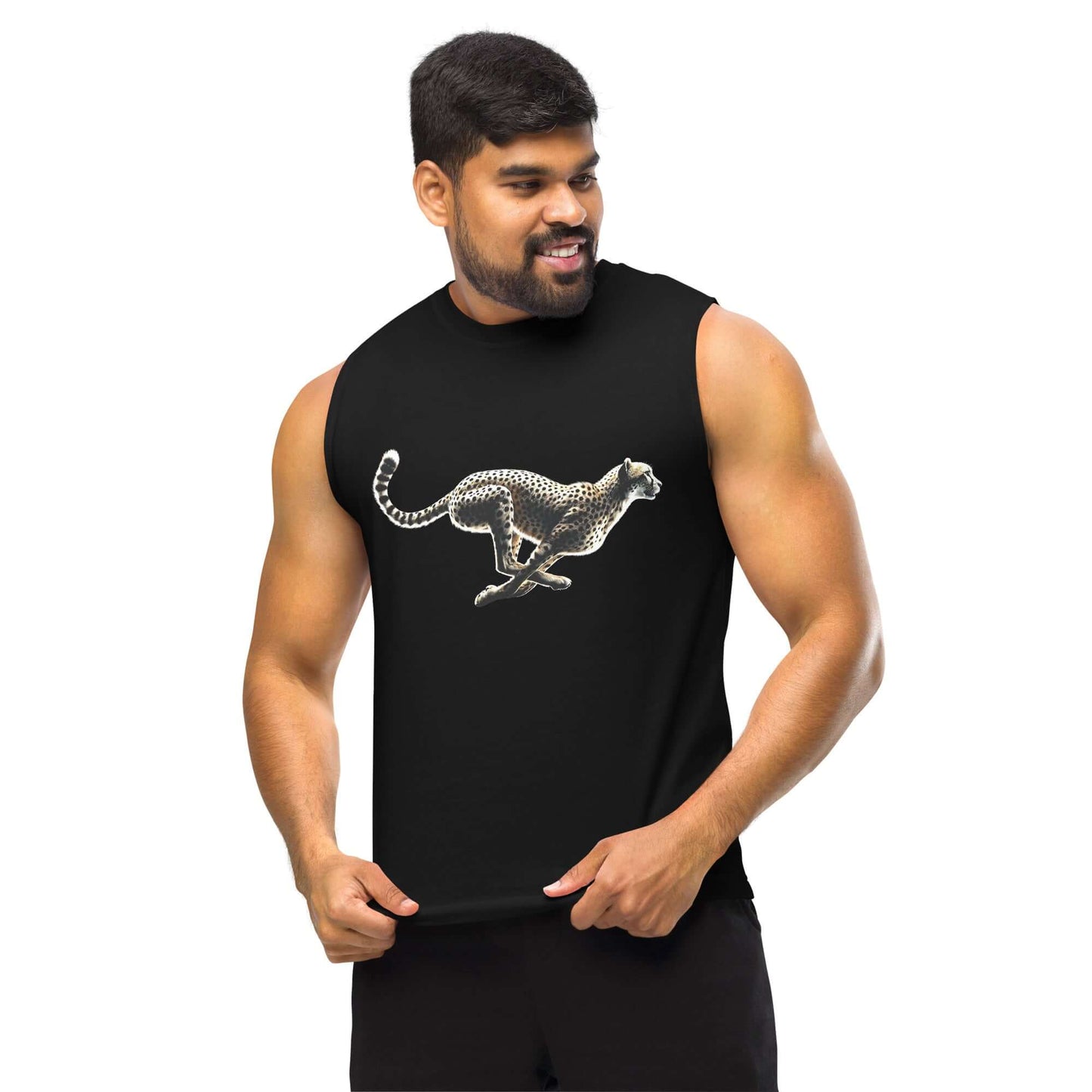 Cheetah Muscle-Shirt "Sprint" active wear,agility,animal motif,bold design,cheetah,endurance,gym wear,iconic,motivational,muscle shirt,nature-inspired,power,predator,premium quality,resilience,speed,stealth,strength,unique design,unisex,velocity,wild