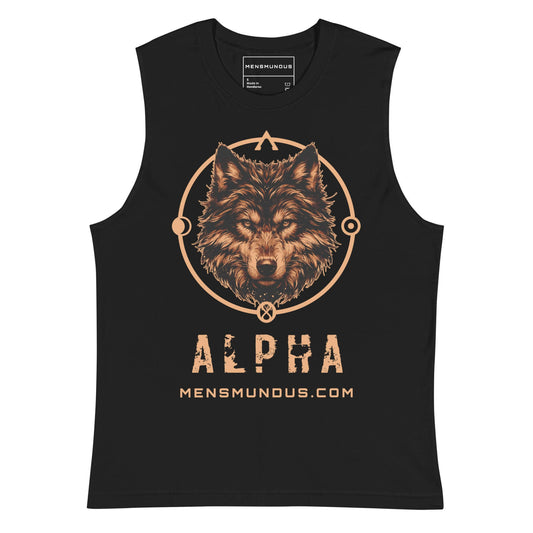 Wolf "Alpha" Mensmundus Edition Muscle-Shirt active wear,alpha,animal motif,bold design,endurance,gym wear,iconic,leadership,lone wolf,motivational,muscle shirt,power,premium quality,resilience,spirit animal,strength,unique design,unisex,wolf