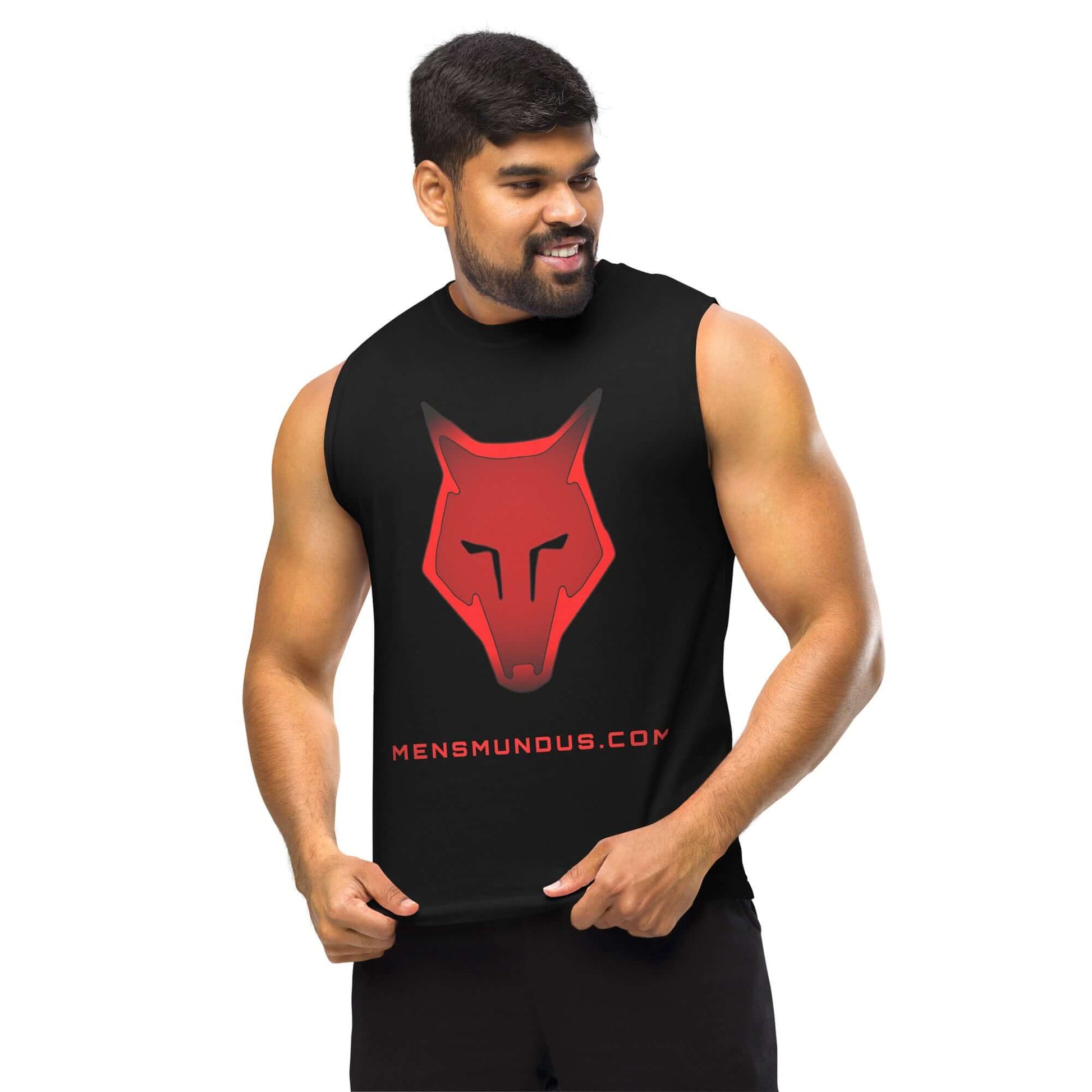 Wolf Logo "LOBO" Mensmundus Edition Muscle-Shirt active wear,alpha,animal motif,bold design,courage,endurance,freedom,gym wear,iconic,lone wolf,motivational,muscle shirt,nature-inspired,power,predator,premium quality,resilience,stealth,strength,survival,u