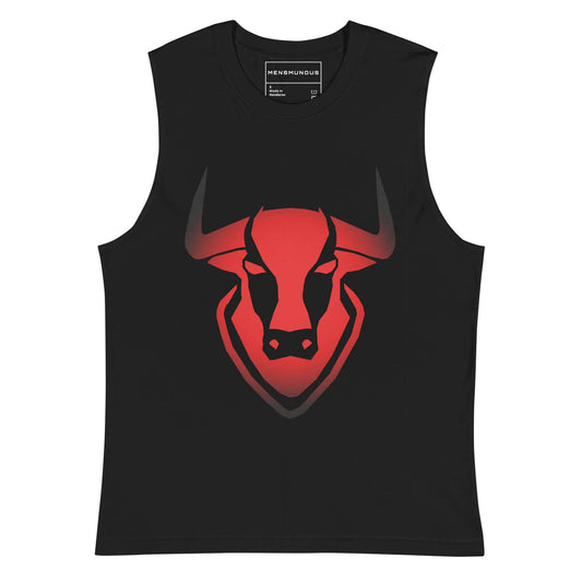 Bull Logo "TORO" Glowing Red Muscle-Shirt active wear,animal motif,bold design,bull,endurance,gym wear,iconic,motivational,muscle shirt,power,premium quality,resilience,spirit,strength,unique design,unisex