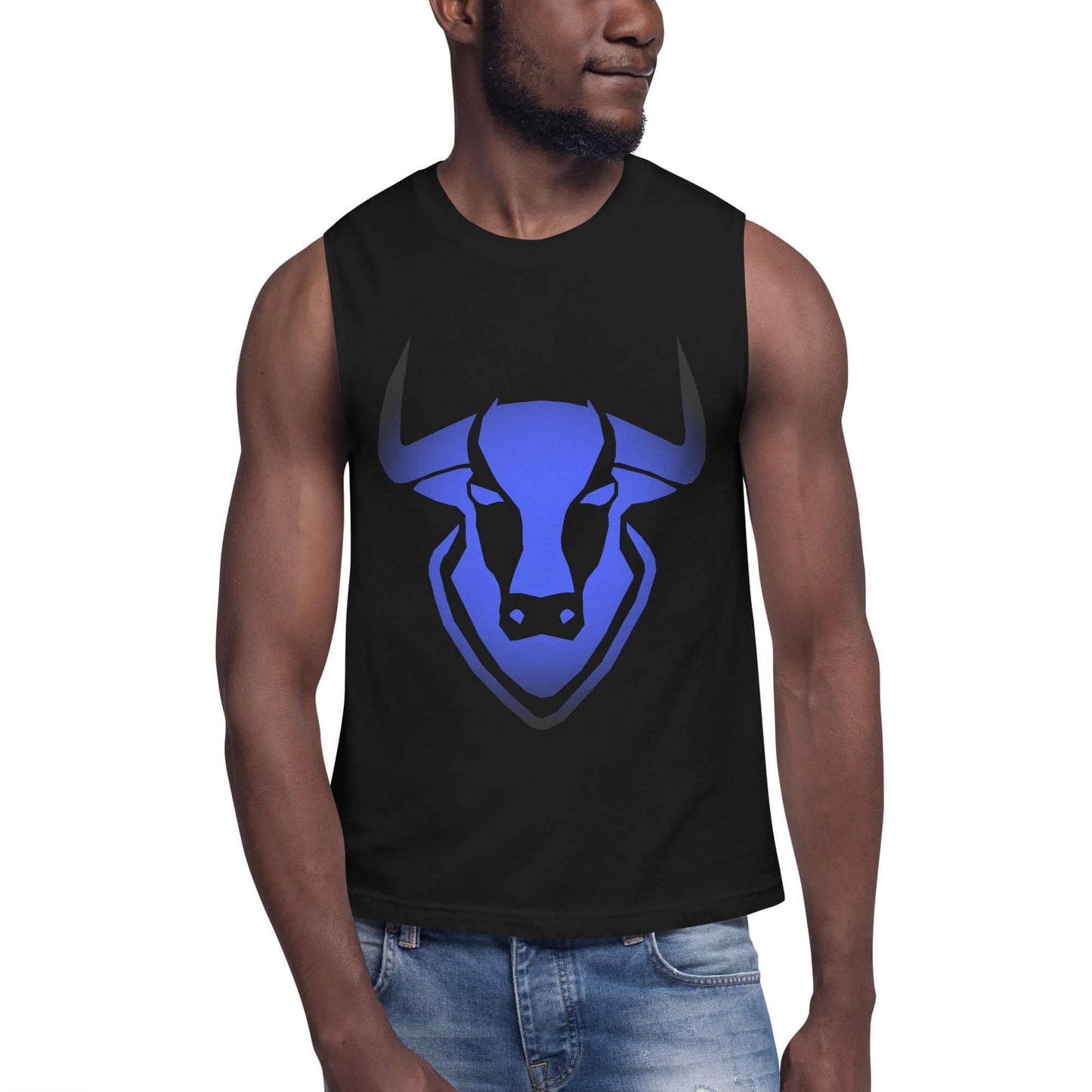 Bull Logo "TORO" Blue Muscle-Shirt active wear,animal motif,bold design,bull,endurance,gym wear,iconic,motivational,muscle shirt,power,premium quality,resilience,spirit,strength,unique design,unisex