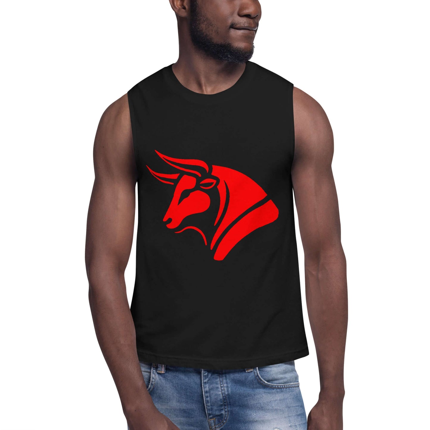 Bulls Head Muscle-Shirt active wear,animal motif,bold design,bull,endurance,gym wear,iconic,motivational,muscle shirt,power,premium quality,resilience,spirit,strength,unique design,unisex