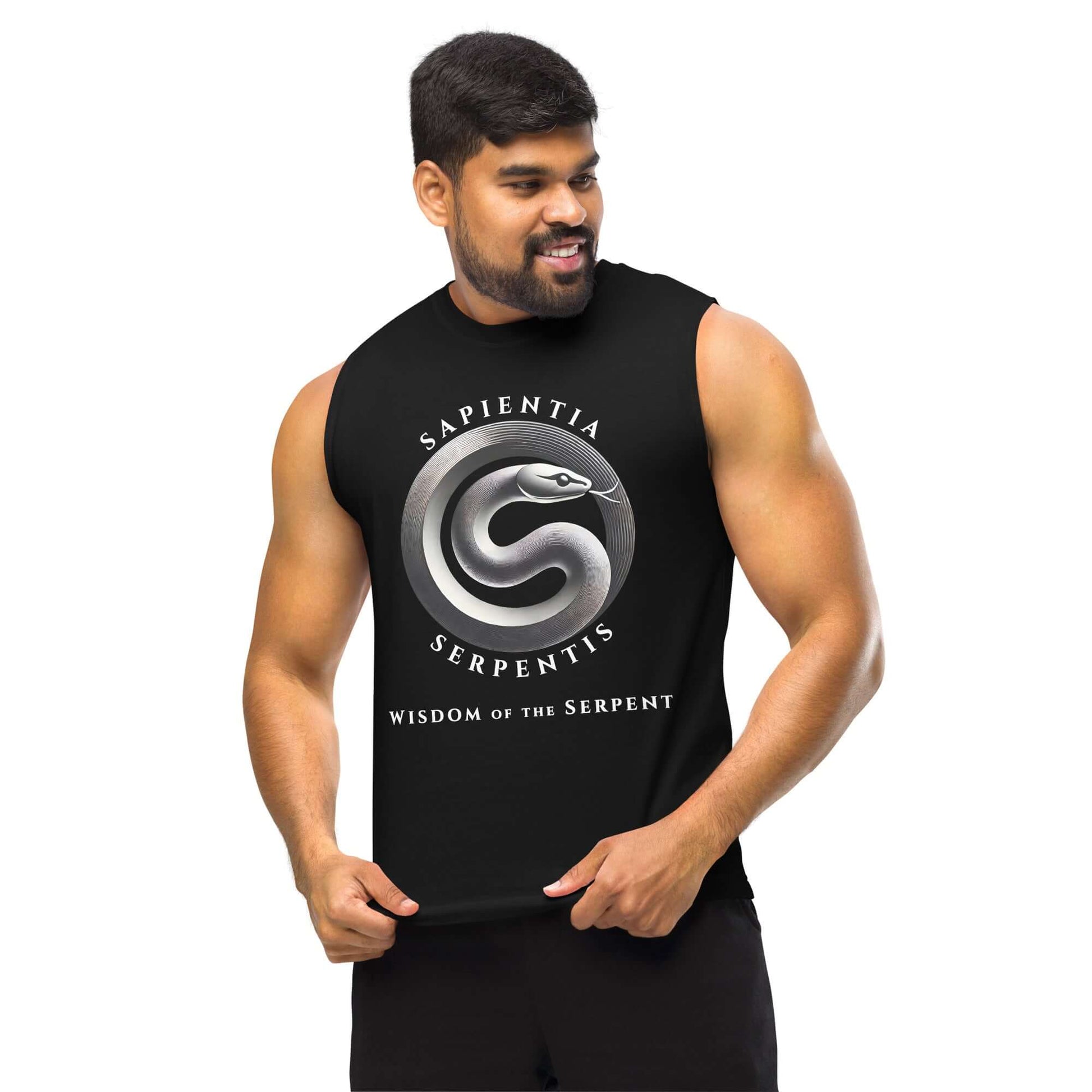 Serpent "Sapienta Serpentis" Muscle T-Shirt active wear,ancient symbol,animal motif,bold design,endurance,gym wear,iconic,knowledge,motivational,muscle shirt,mystery,power,premium quality,resilience,serpent,strength,transformation,unique design,unisex,wis