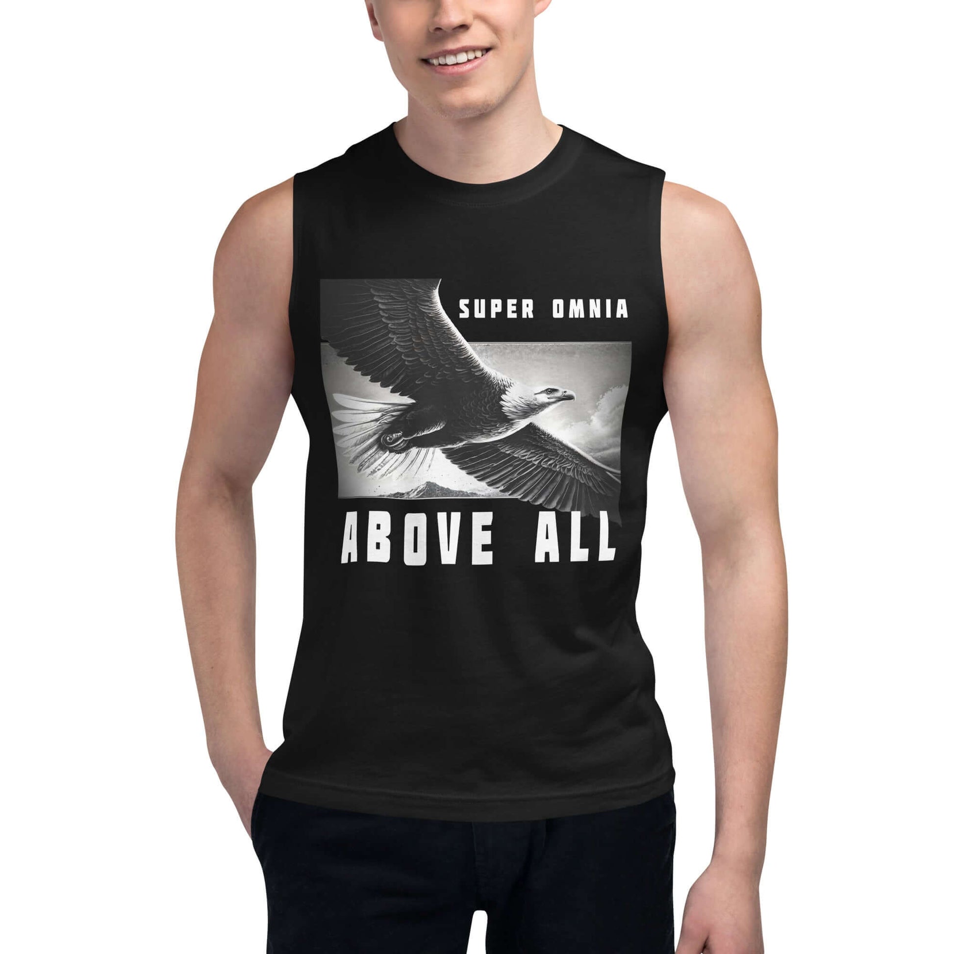 Eagle Muscle-Shirt "Above all" above all,active wear,animal motif,bold design,eagle,endurance,focus,freedom,gym wear,iconic,independence,motivational,muscle shirt,power,premium quality,resilience,soar,strength,unique design,unisex,vision