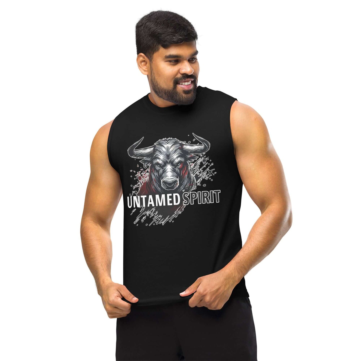 Bull Muscle-Shirt "Untamed Spirit" active wear,animal motif,bold design,bull,endurance,gym wear,iconic,motivational,muscle shirt,power,premium quality,resilience,spirit,strength,unique design,unisex