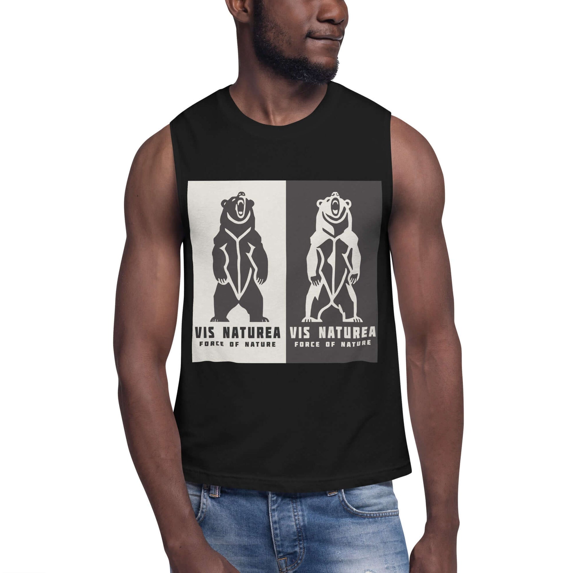 Bear Muscle Shirt "Force of Nature 2" active wear,animal motif,bear,bold design,endurance,gym wear,iconic,motivational,muscle shirt,nature spirit,power,premium quality,resilience,strength,unique design,unisex