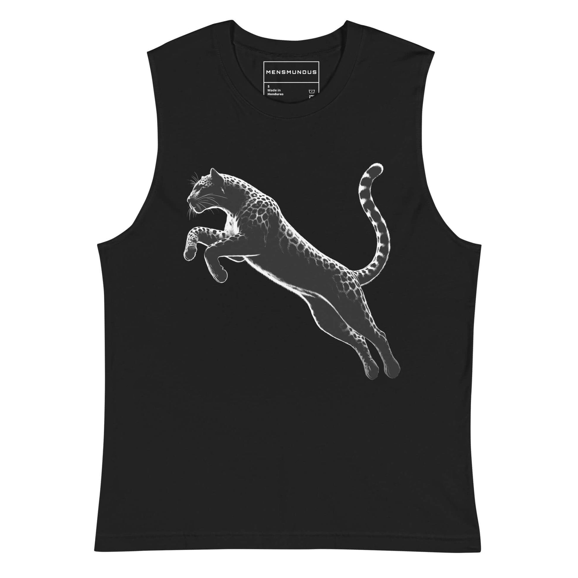 Leopard Muscle-Shirt "Jumping" active wear,agility,animal motif,bold design,endurance,gym wear,iconic,leopard,motivational,muscle shirt,nature-inspired,power,predator,premium quality,resilience,stealth,strength,unique design,unisex,wild