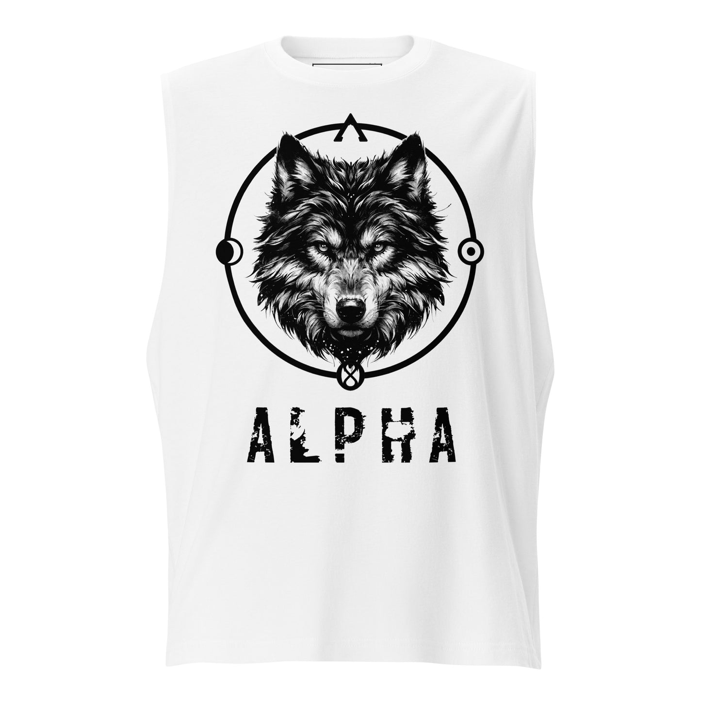 Wolf Muscle Shirt "Alpha" active wear,alpha,animal motif,bold design,endurance,gym wear,iconic,leadership,lone wolf,motivational,muscle shirt,power,premium quality,resilience,spirit animal,strength,unique design,unisex,wolf