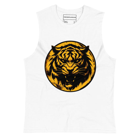 Furious Tiger Muscle-Shirt active wear,agility,animal motif,bold design,courage,endurance,gym wear,iconic,motivational,muscle shirt,power,predator,premium quality,resilience,strength,tiger,unique design,unisex,untamed,wild