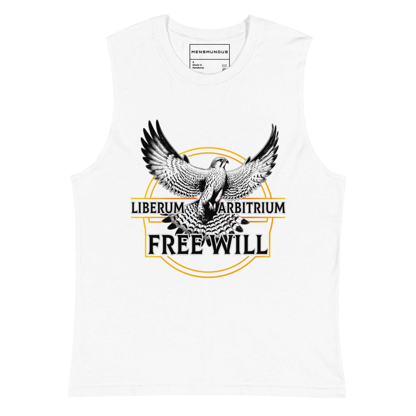 Falcon Muscle-Shirt "Free Will" active wear,animal motif,bold design,endurance,falcon,flight,free will,freedom,gym wear,iconic,liberation,motivational,muscle shirt,power,premium quality,resilience,spirit,strength,unique design,unisex