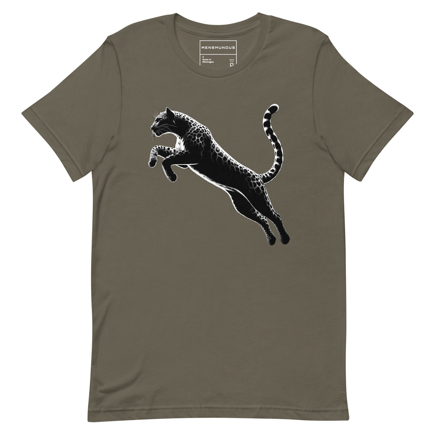 Leopard Unisex T-Shirt "Jumping" Premium 100% Cotton agility,animal motif,athletic fit,bold design,endurance,fitted design,freedom,leopard,motivational,nature-inspired,power,predator,premium quality,resilience,stealth,strength,T-shirt,unique design,unisex