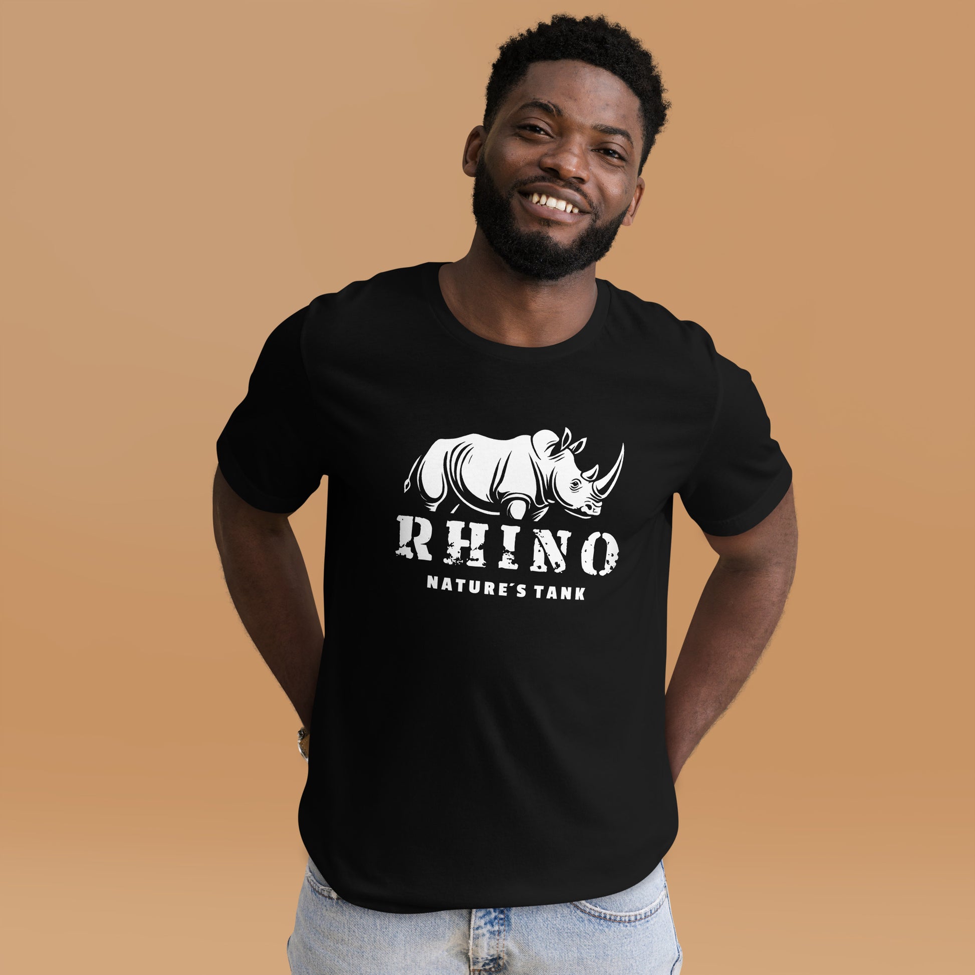 Rhino Unisex T-Shirt "Natures Tank" Premium 100% Cotton animal motif,athletic fit,bold design,courage,endurance,fitted design,freedom,motivational,nature,nature-inspired,power,premium quality,protector,resilience,rhino,stability,strength,T-shirt,unique de