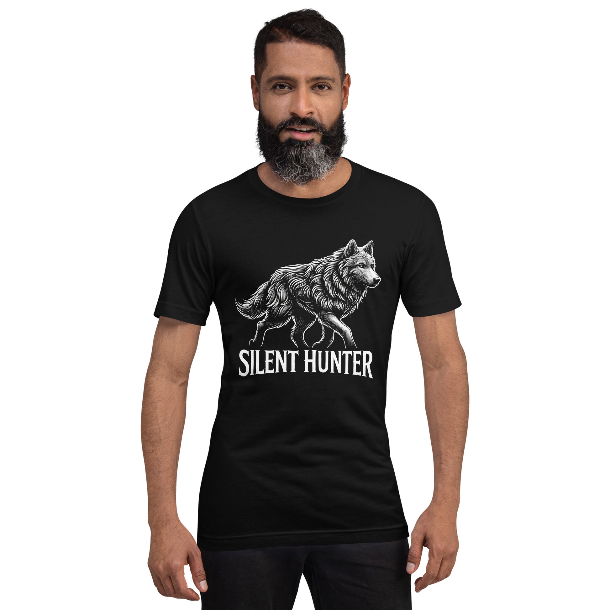 Wolf Unisex T-Shirt "Silent Hunter" Premium 100% Cotton agility,animal motif,athletic fit,bold design,endurance,fitted design,freedom,hunter,motivational,nature-inspired,power,premium quality,resilience,silent,stealth,strength,T-shirt,unique design,unisex