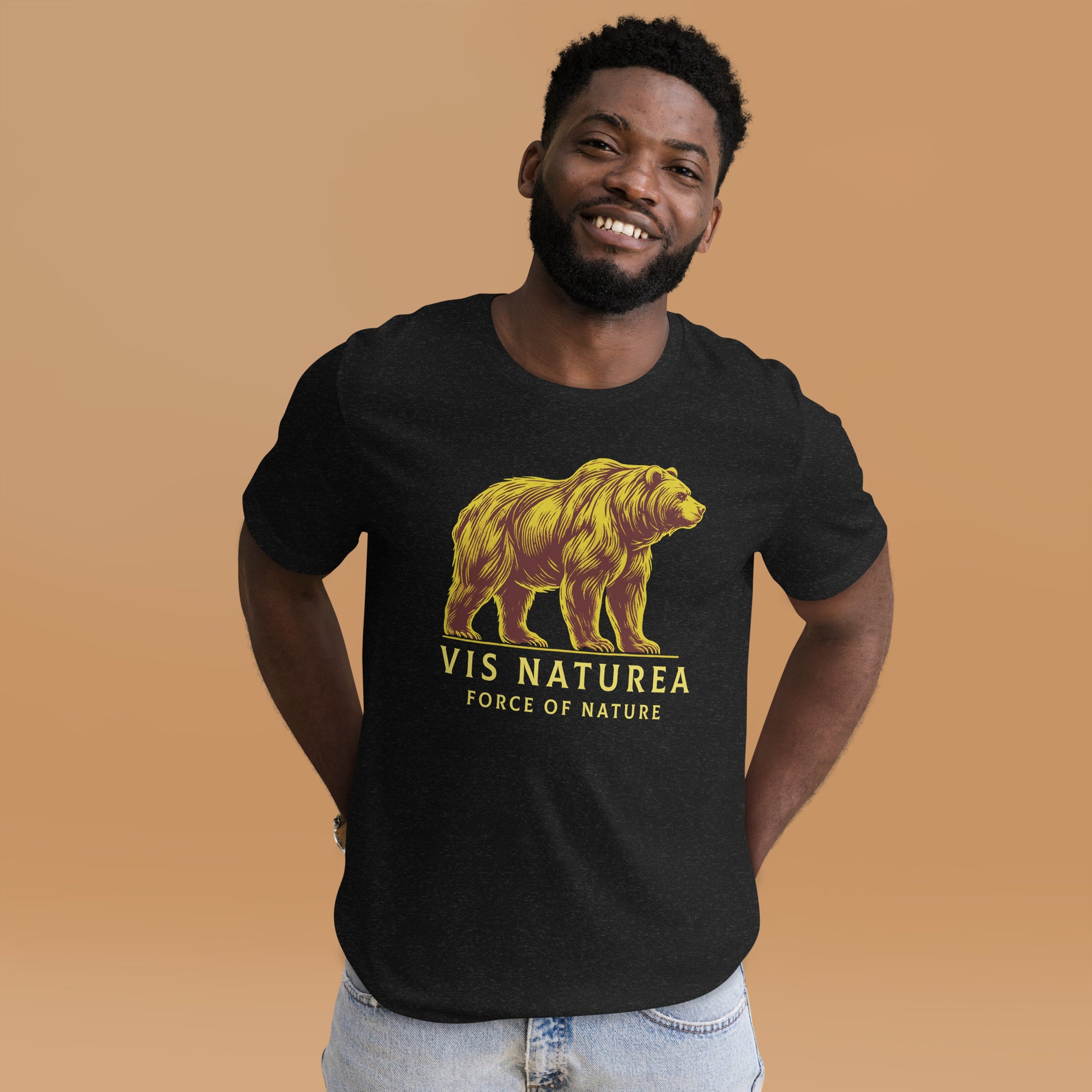 Bear Unisex T-Shirt "Force of Nature 1" Premium 100% Cotton animal motif,athletic fit,bear,bold design,endurance,fitted design,freedom,motivational,nature spirit,nature-inspired,power,premium quality,resilience,strength,T-shirt,unique design,unisex