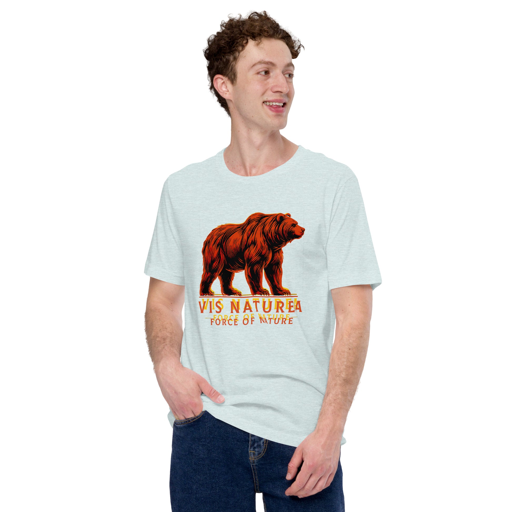 Bear Unisex T-Shirt "Force of Nature 1" Premium 100% Cotton animal motif,athletic fit,bear,bold design,endurance,fitted design,freedom,motivational,nature spirit,nature-inspired,power,premium quality,resilience,strength,T-shirt,unique design,unisex