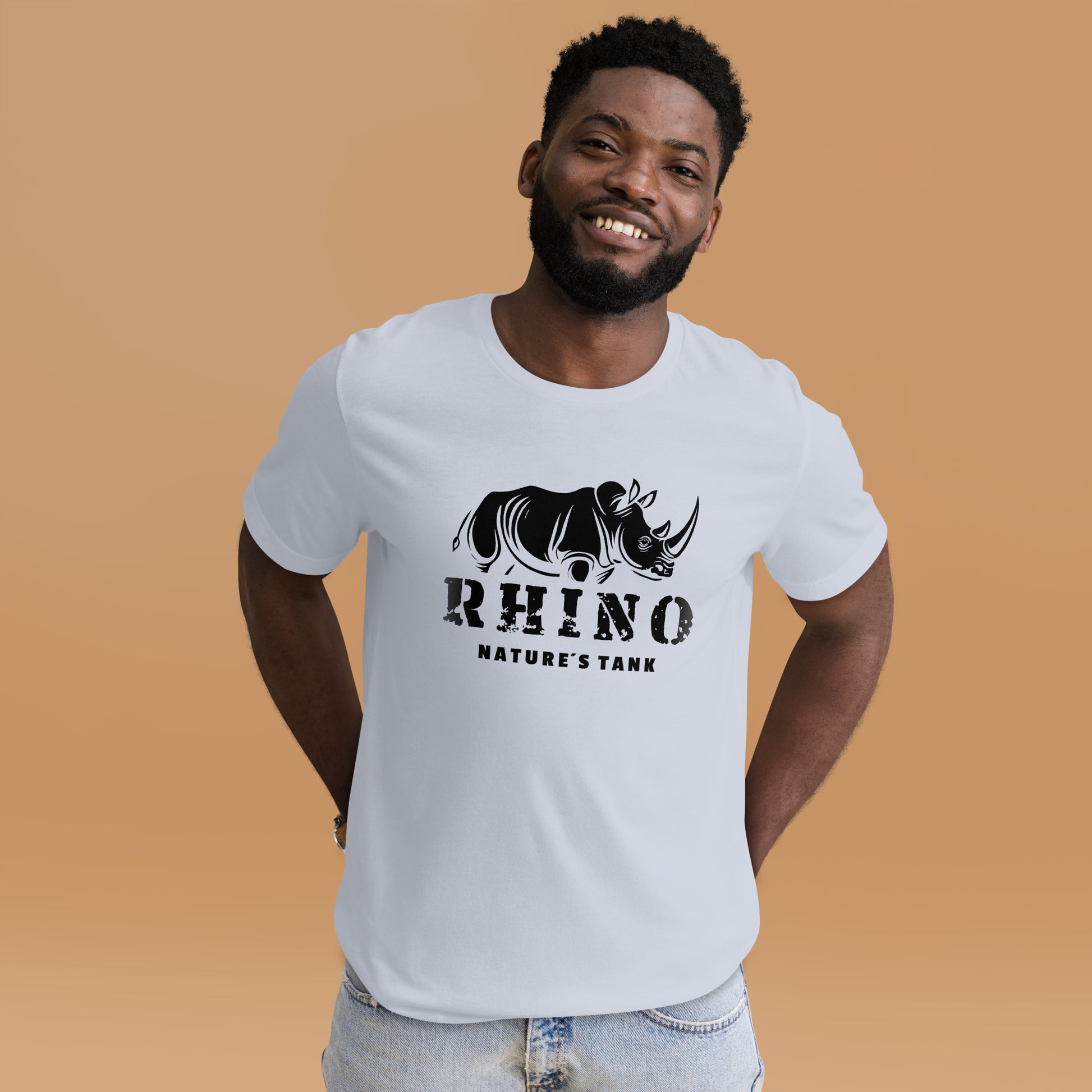 Rhino Unisex T-Shirt "Natures Tank" Premium 100% Cotton animal motif,athletic fit,bold design,courage,endurance,fitted design,freedom,motivational,nature,nature-inspired,power,premium quality,protector,resilience,rhino,stability,strength,T-shirt,unique de