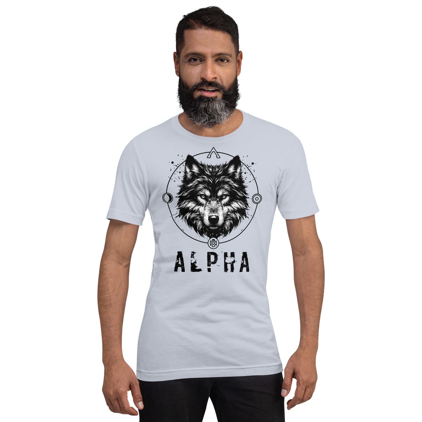 Wolf Unisex T-Shirt "Alpha" Premium 100% Cotton alpha,animal motif,athletic fit,bold design,endurance,fitted design,freedom,leadership,lone wolf,motivational,nature-inspired,power,premium quality,spirit animal,T-shirt,unique design,unisex,wolf