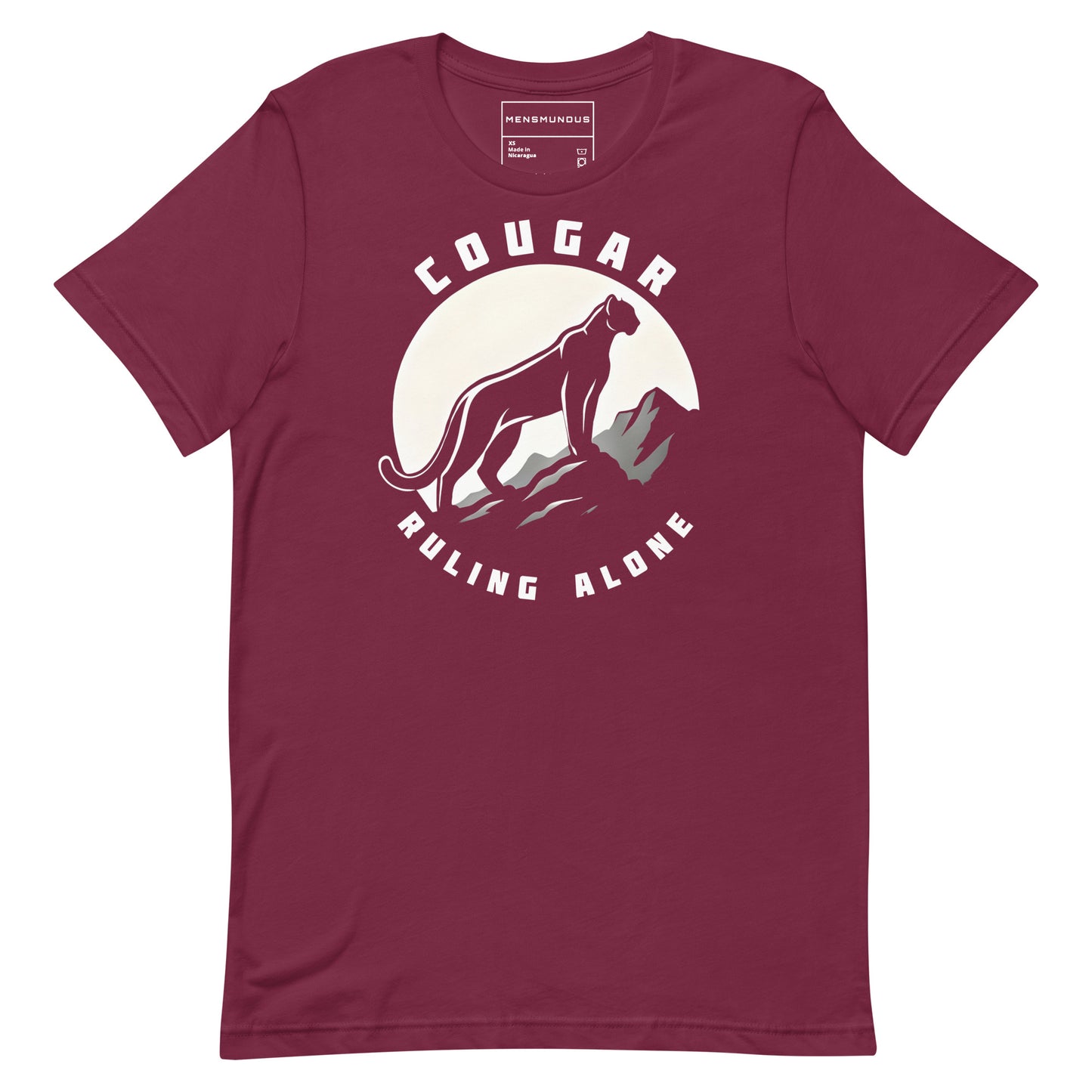 Cougar Unisex T-Shirt "Ruling Alone" Premium 100% Cotton animal motif,athletic fit,bold design,cougar,endurance,fitted design,freedom,independence,motivational,mountain,nature,nature-inspired,power,premium quality,resilience,ruling,solitude,strength,T-shi