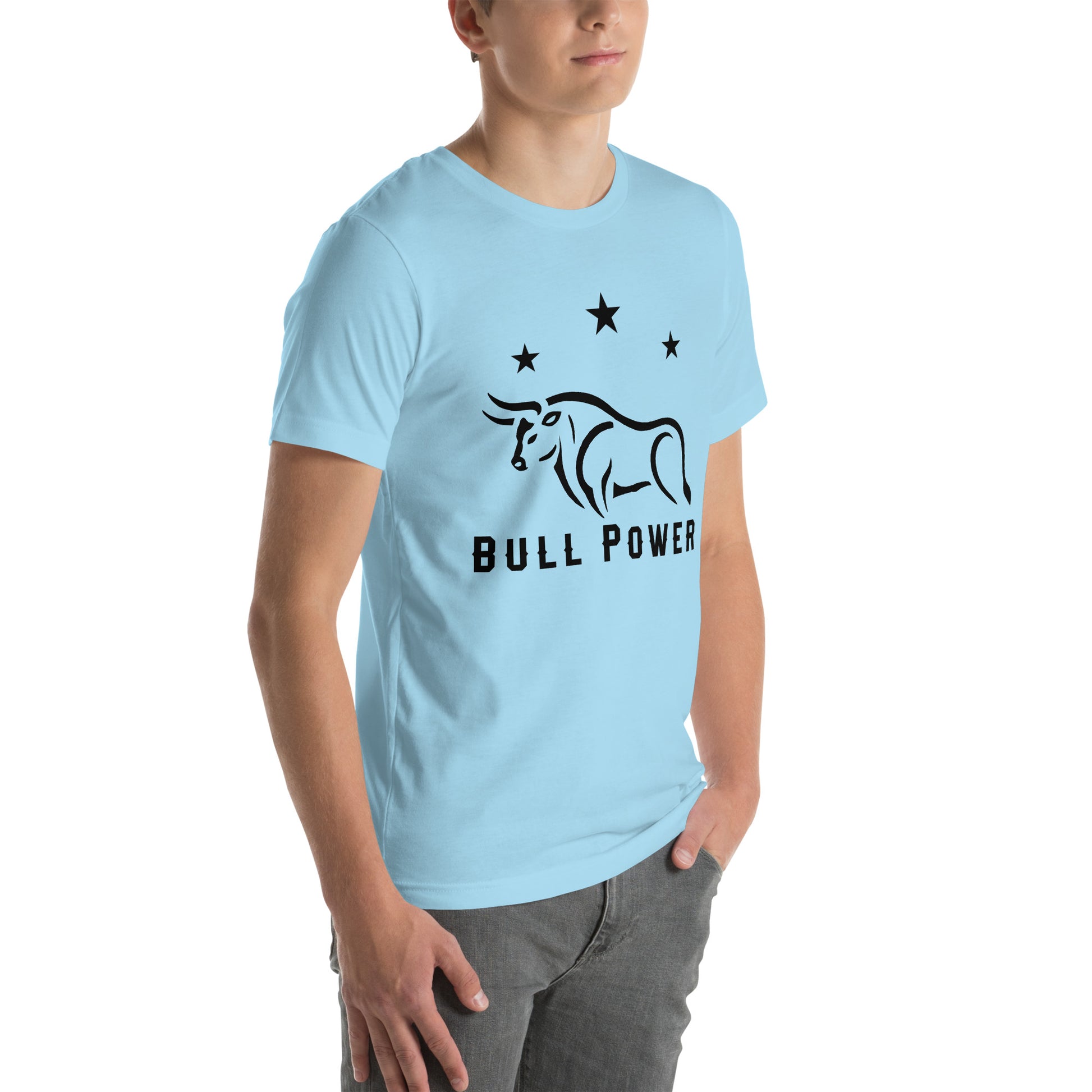 Bull Unisex T-Shirt "Power 3 Stars" Premium 100% Cotton animal motif,athletic fit,bold design,bull,endurance,fitted design,freedom,motivational,nature-inspired,power,premium quality,resilience,spirit,strength,T-shirt,unique design,unisex