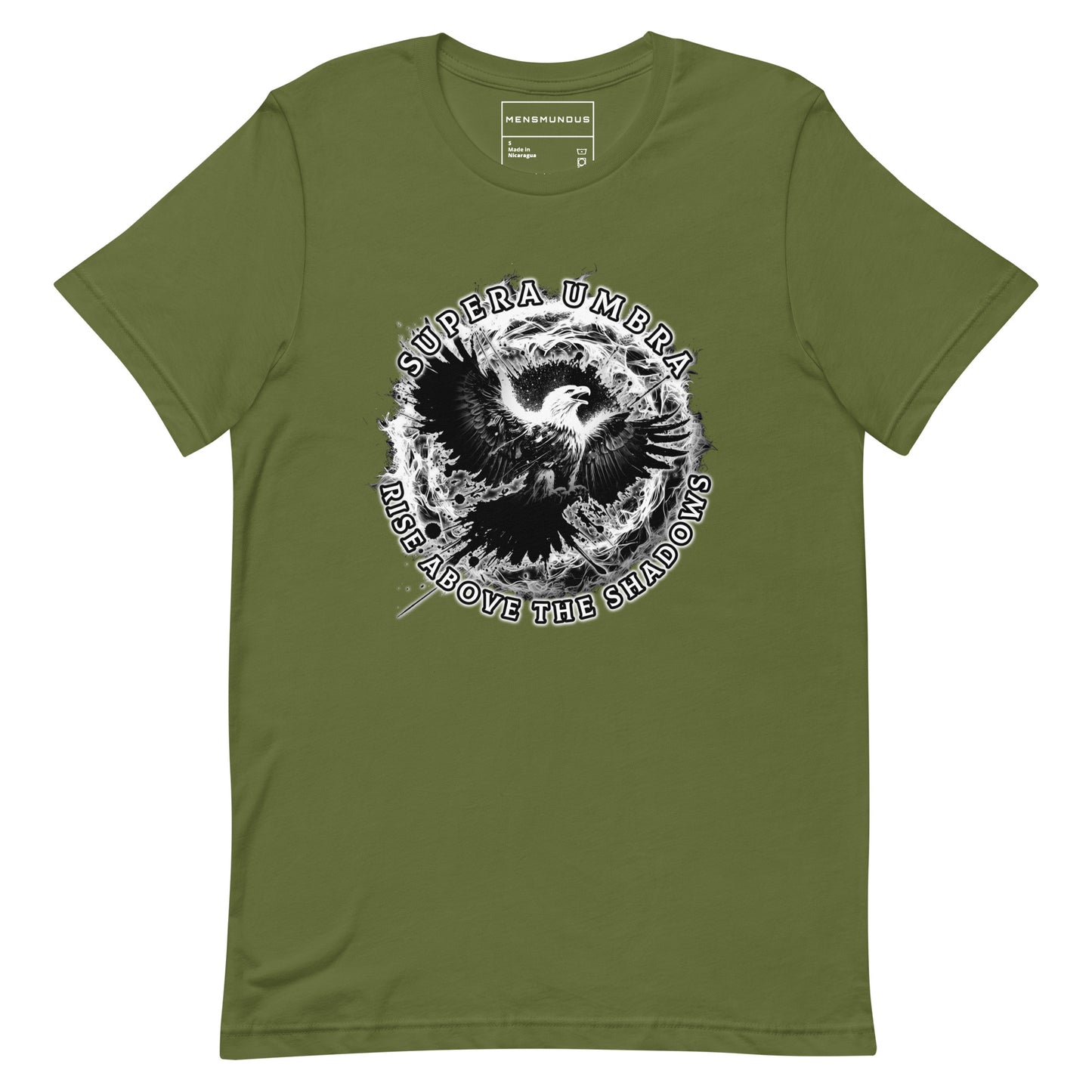 Eagle Unisex T-Shirt "Rise above the Shadows" Premium 100% Cotton above all,animal motif,athletic fit,bold design,eagle,endurance,fitted design,focus,freedom,independence,motivational,nature-inspired,power,premium quality,resilience,soar,strength,T-shirt,