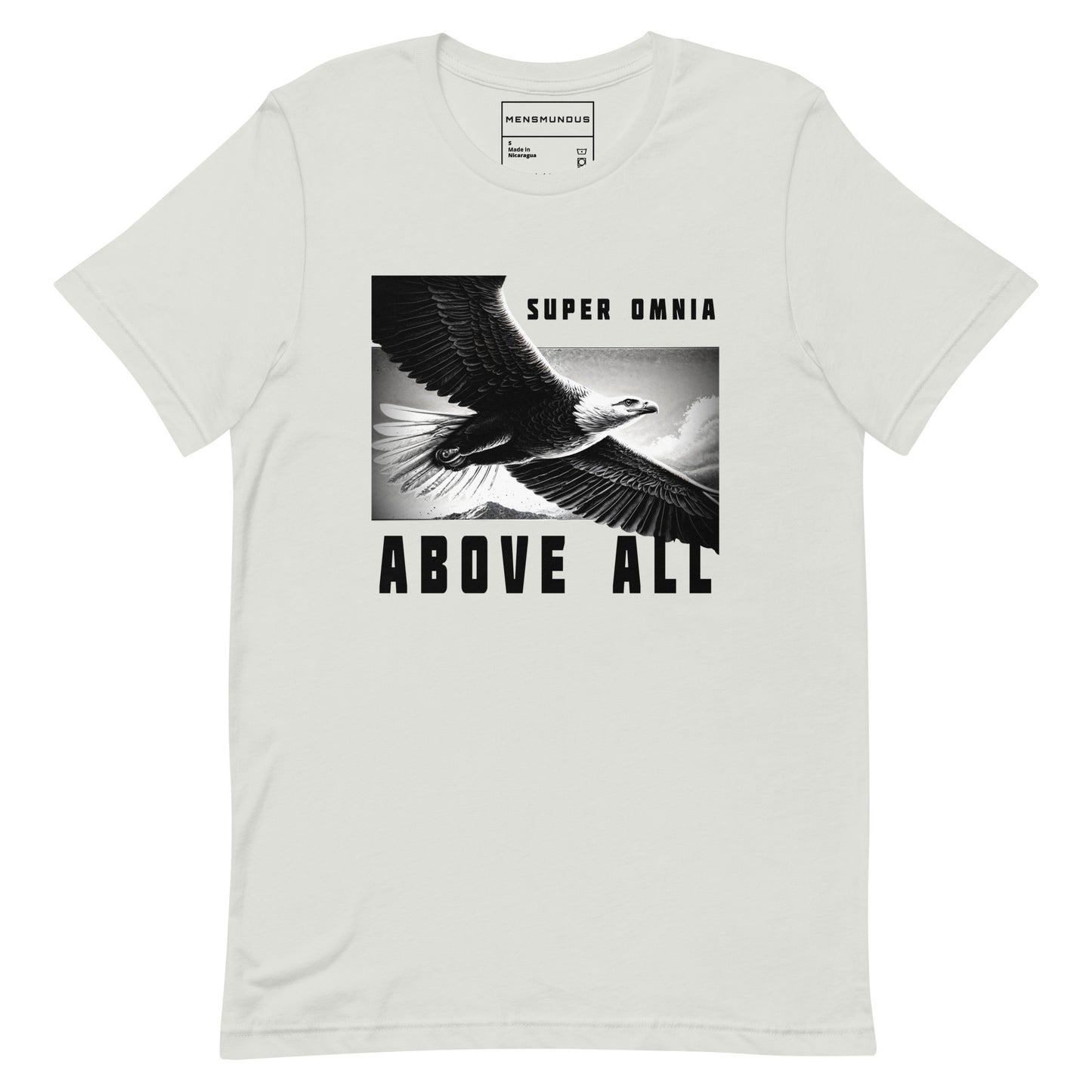 Eagle Unisex T-Shirt "Above all" Premium 100% Cotton above all,animal motif,athletic fit,bold design,eagle,endurance,fitted design,focus,freedom,independence,motivational,nature-inspired,power,premium quality,resilience,soar,strength,T-shirt,unique design