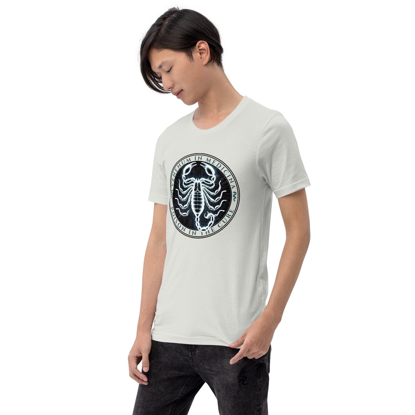 Scorpion Unisex T-Shirt "Poison in the cure" Premium 100% Cotton animal motif,athletic fit,bold design,cure,duality,endurance,fitted design,freedom,motivational,mystery,nature-inspired,poison,power,premium quality,resilience,scorpion,strength,T-shirt,uniq