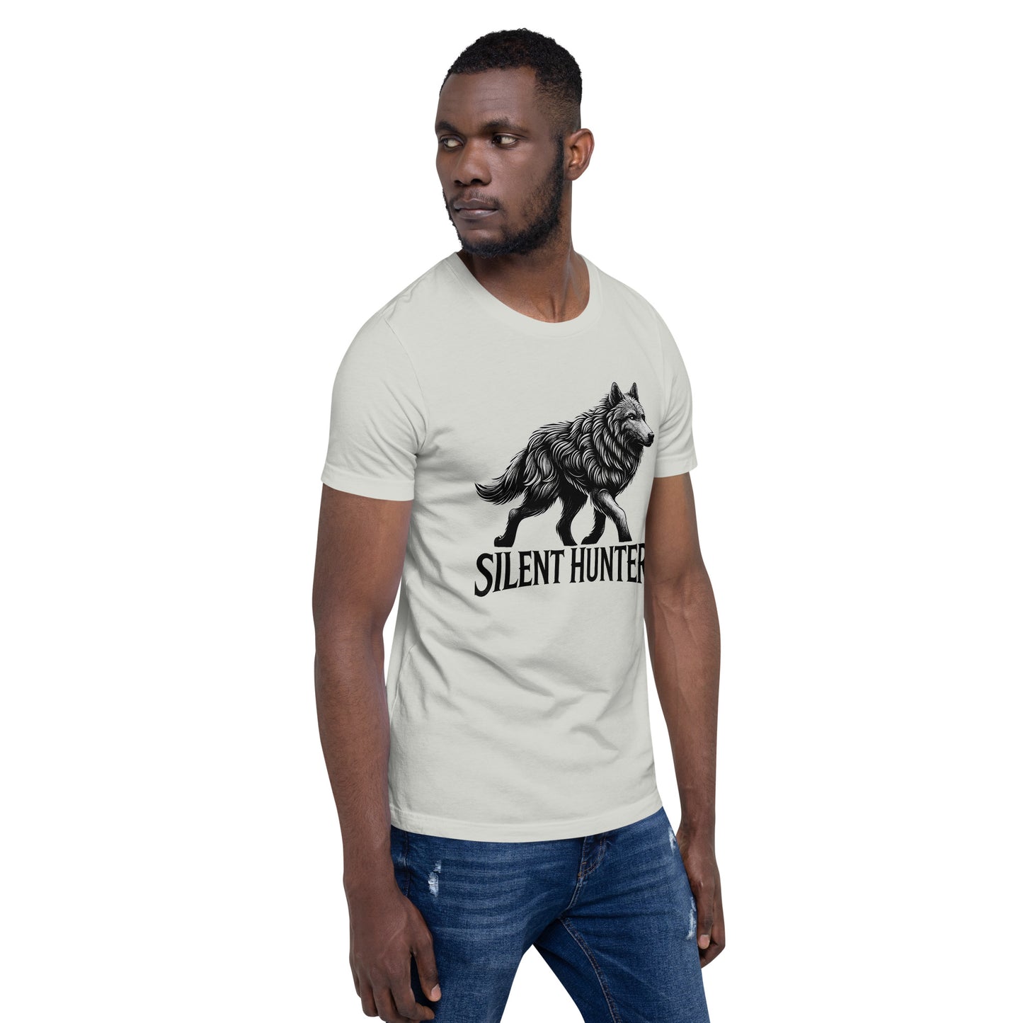 Wolf Unisex T-Shirt "Silent Hunter" Premium 100% Cotton agility,animal motif,athletic fit,bold design,endurance,fitted design,freedom,hunter,motivational,nature-inspired,power,premium quality,resilience,silent,stealth,strength,T-shirt,unique design,unisex