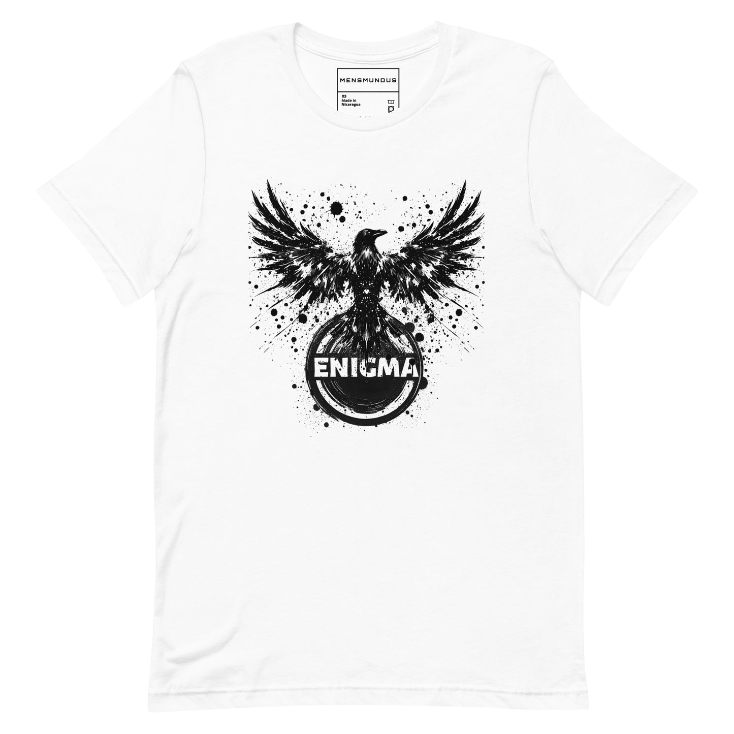 Raven Unisex T-Shirt "ENIGMA" Premium 100% Cotton animal motif,athletic fit,bold design,endurance,enigma,fitted design,freedom,motivational,mystery,nature-inspired,power,premium quality,raven,T-shirt,transformation,unique design,unisex